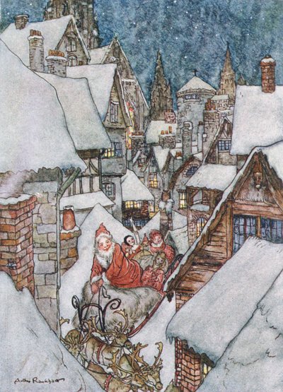 クリスマスイラスト、クレメントC.ムーアによる「クリスマスの前の夜」1931年 作： Arthur Rackham